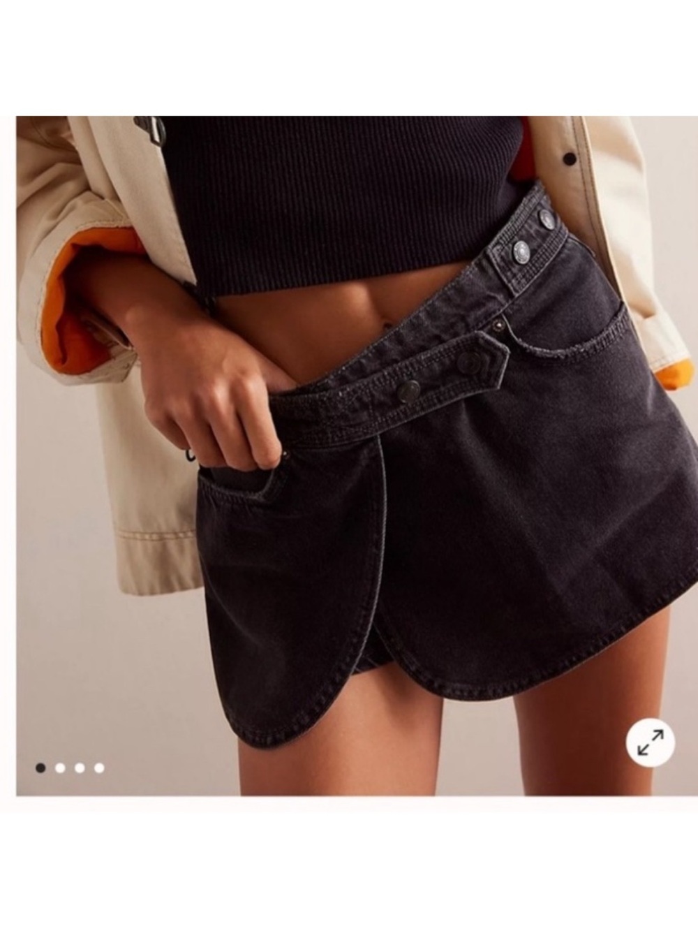 Free People We The Free Maxine Denim Skort. NWT. Black